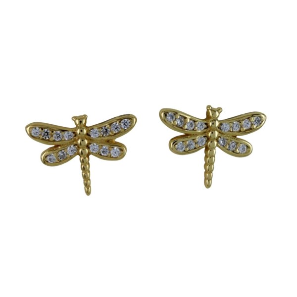 Sterling Silver Pavé Dragonfly Stud Earrings - Reeves & Reeves