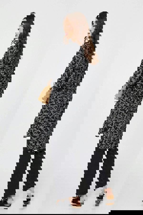 Black | Printed Relaxed Knee Length Shirt Dress
