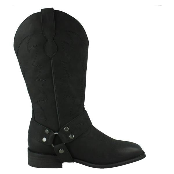 Spot On Ladies Spot On Low Heel Cowboy Boots with Ring Trim Strap F51234