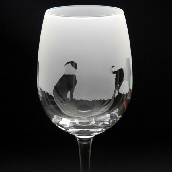 Glyptic Glass Art Dogue de Bordeaux Dog Crystal Wine Glass - Hand Etched/Engraved Gift