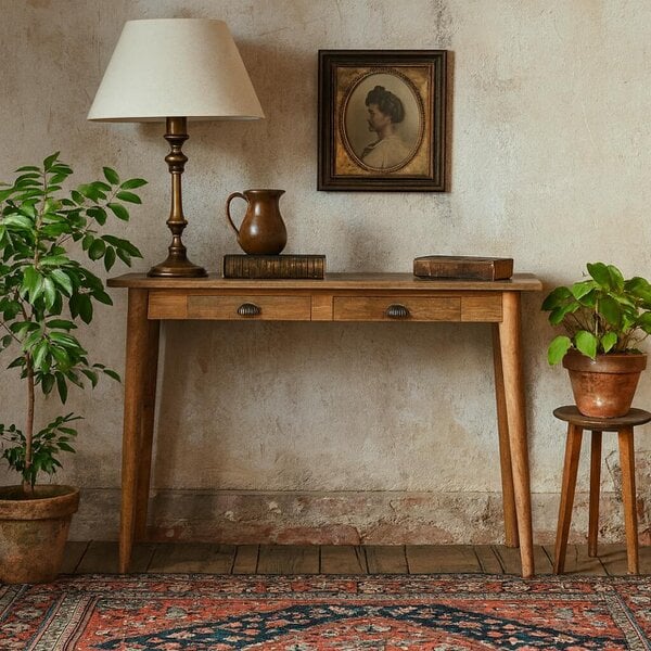 Wyld Haus Alberobello 2 Drawer Scandi Natural Mango Wood Writing Desk