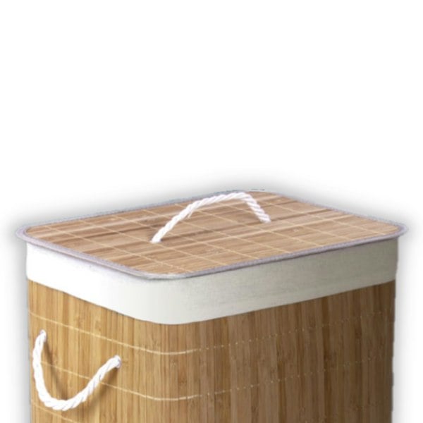 HomeSpace Direct Bamboo Laundry Hamper Basket Oblong Natural