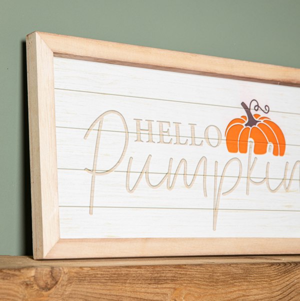 Samuel Alexander 46cm Hanging Hello Pumpkin Wooden Autumnal Decorative Sign Wall Art