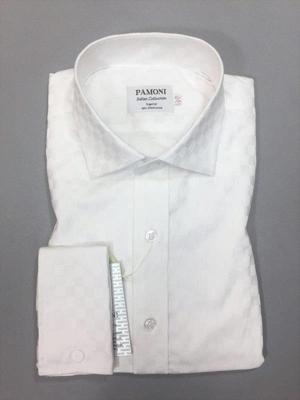 White Box Pattern Slim Fit Shirt - Pamoni