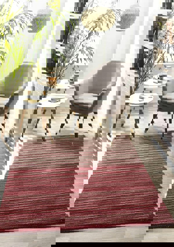 Fine Stripes Red Wool Rug | Sustainable & Stain Resistant