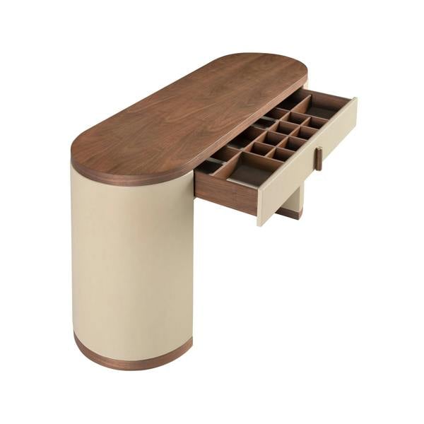 Angel Cerdá Dressing desk in faux leather, walnut and wood upholstered in mink-colored faux leather 7220