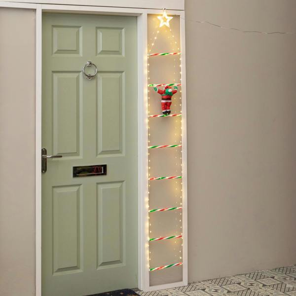 Samuel Alexander 1.92m Light up Santa Climbing Ladder Christmas Decoration with LEDs