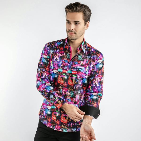 VEGAS AT NIGHT PRINT SHIRT - Premium Men's Patterned Shirt by Claudio Lugli | Bold Design, Tailored Fit, Best Printed Shirts