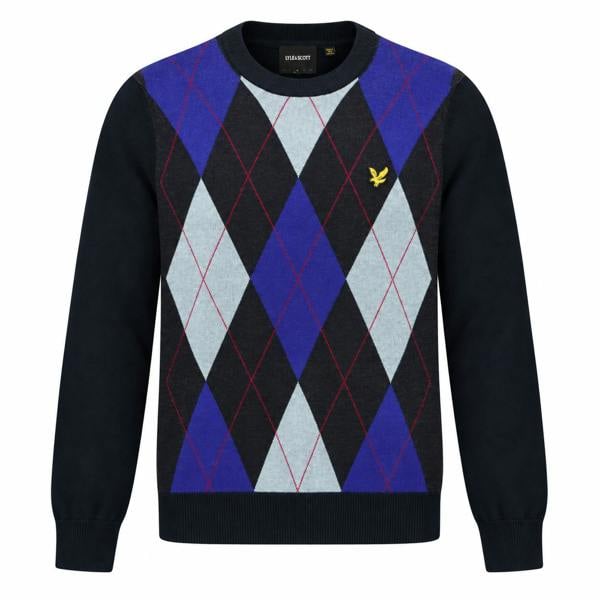 Lyle & Scott Archive Revisited Argyle Knitted Jumper Dark Navy