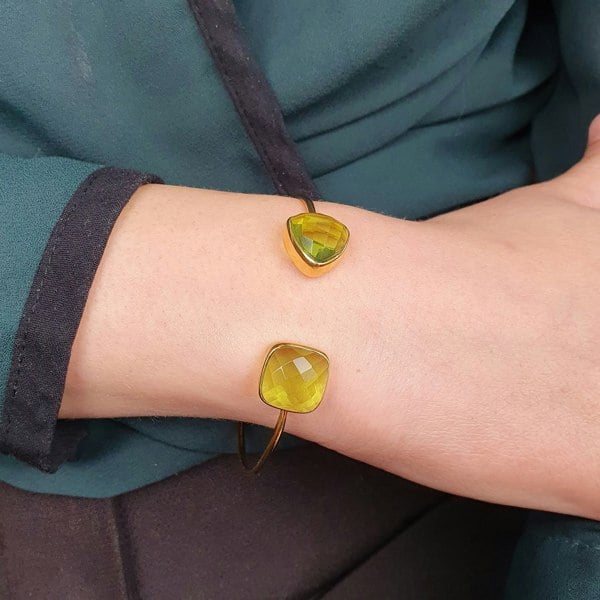 Gold Vermeil Peridot Glow August Birthstone Bangle Bracelet