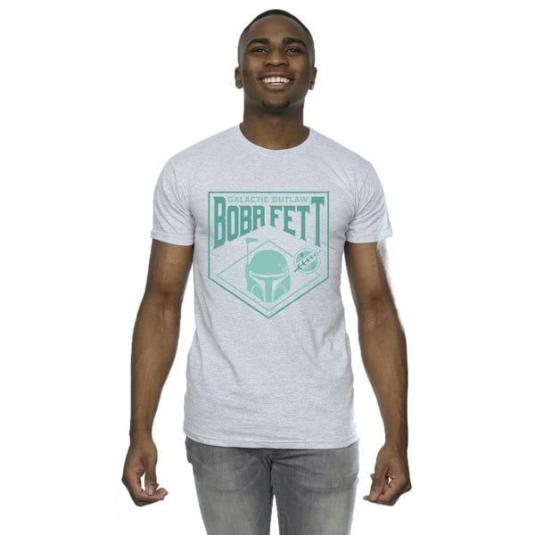 Star Wars Mens The Book Of Boba Fett Galactic Helm Chest T-Shirt - Sports Grey