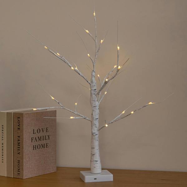Samuel Alexander 60cm Battery Powered Light Up Christmas Birch Tree with 24 Warm White LEDs