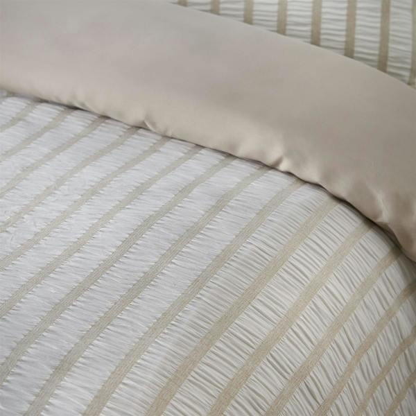 So Soft Seersucker Stripe Natural Duvet Cover Set