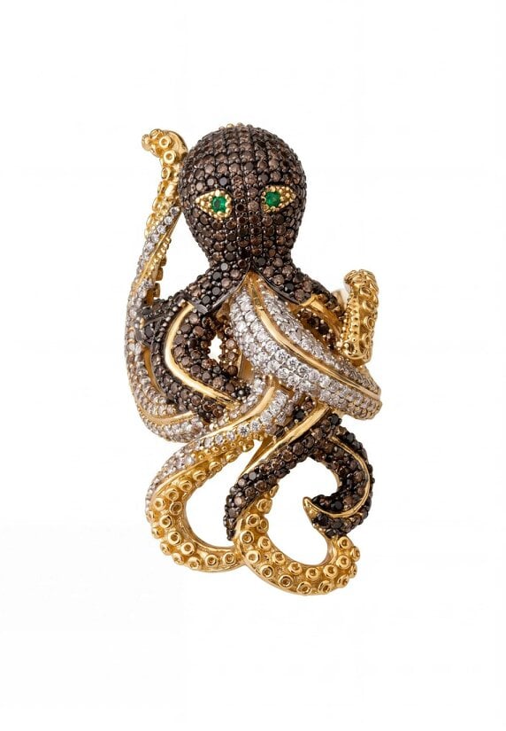 Latelita Octopus Cocktail Ring Nordic Gold Adjustable
