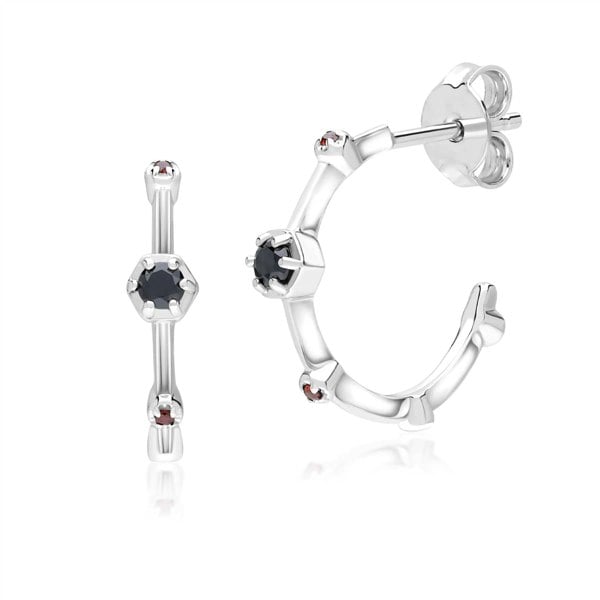 253E322702925 Modern Glam Spinel & Garnet Mini Hoop Earrings In Sterling Silver 1