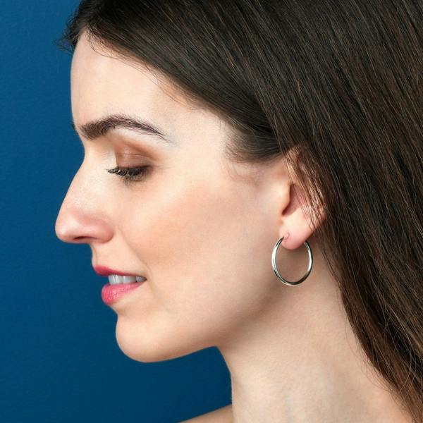 namana Plain Polished 925 Sterling Silver Hoop Earrings for Women