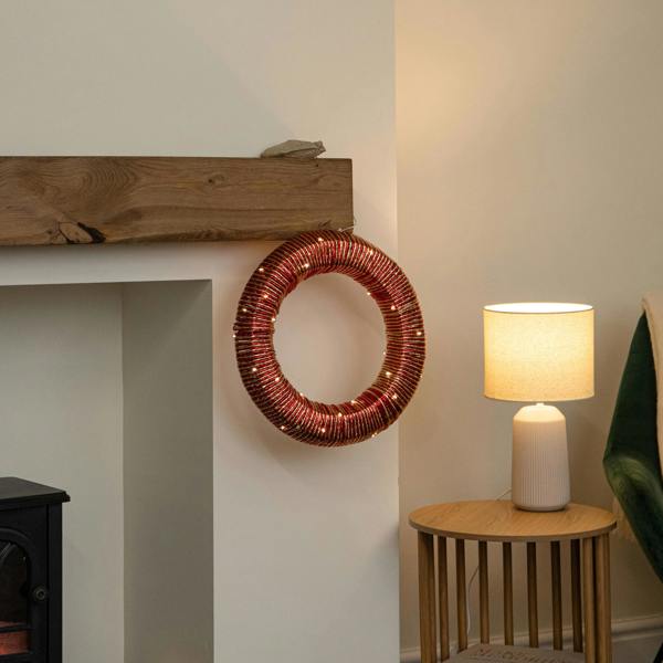 Samuel Alexander 40cm Light Up Christmas Wreath with Warm White LEDs