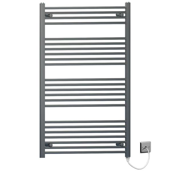 MYHOMEWARE 700 x 1200mm Anthracite Grey Flat Electric Pre-Filled Heated Towel Rail Radiator For Bathroom Designer Standard Element