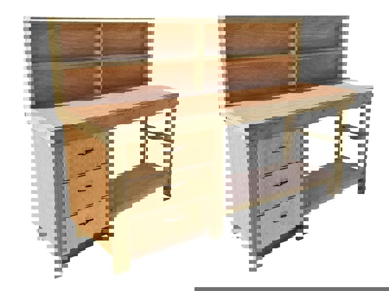 Arbor Garden Solutions Wooden Eucalyptus top tool cabinet workbench with storage shelf (V.7) with back panel