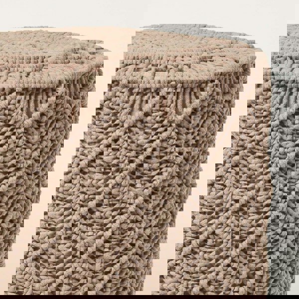 HOMESCAPES Delilah Brown Macrame Pouffe - 42 cm Tall