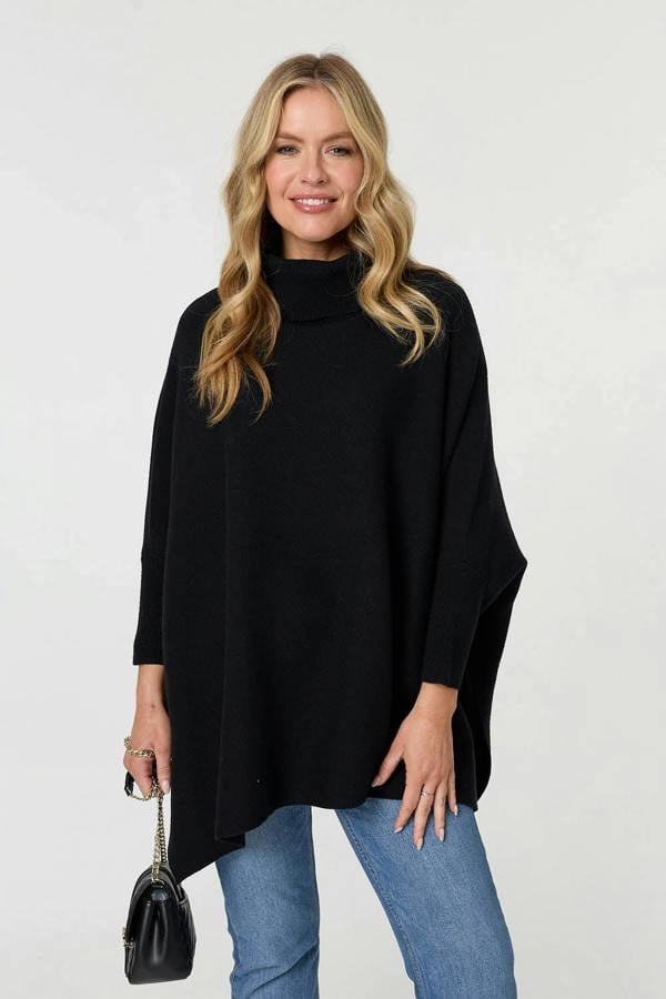 Black | Oversized Roll Neck Pullover
