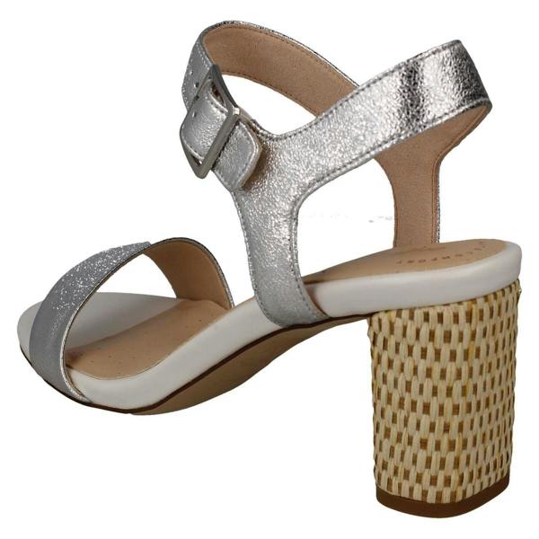 Clarks Ladies Clarks Block Heeled Peep Toe Sandals Amali Weave