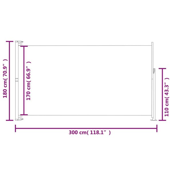 Berkfield Patio Retractable Side Awning 180x300 cm Grey