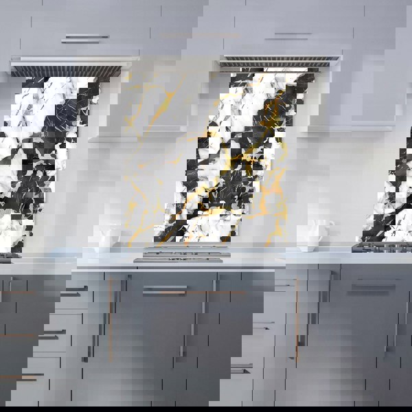 Warren Reed - Designer Gold And Black Marble Effect Kitchen Splashback