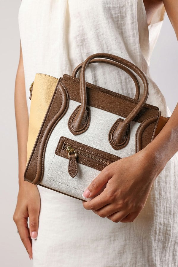 Where's That From Dulce Front Zip Classic Tote Bag in Taupe