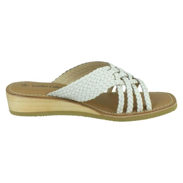 Leather Collection Ladies Leather Collection Low Wedge Platform Sandals F00422