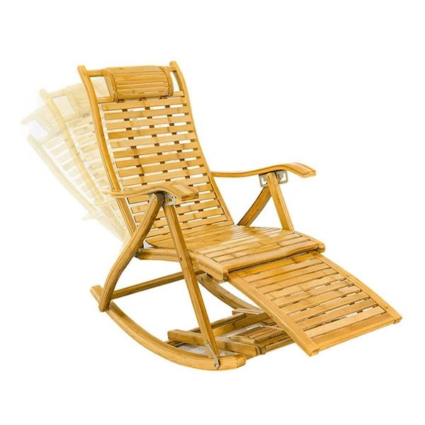 Bamboo Rocking Chair Foldable Recliner Sun Loungers Living and Home
