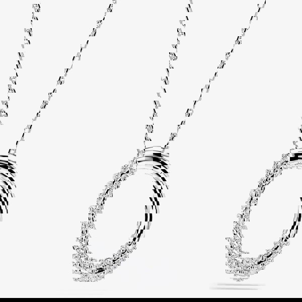 Swarovski Dextera Rhodium Plated White Pave Circle Necklace 5692737