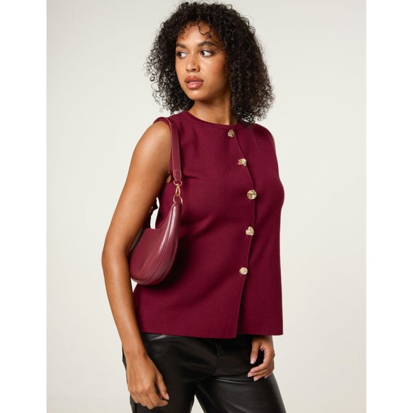 Blue Vanilla Button Front Tailored Vest