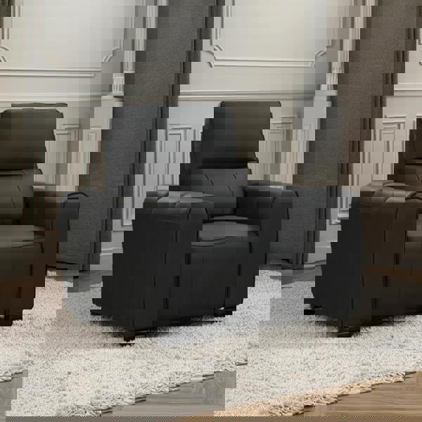 Furnishings For Less Belleza Modern Genuine Leather Electric Reclining Armchair Black