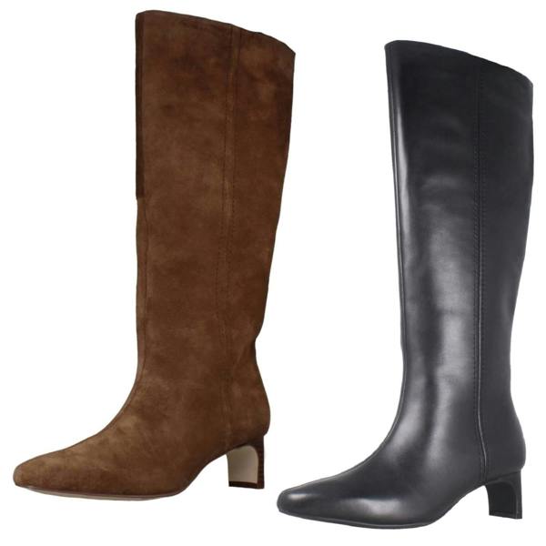 Clarks Ladies Clarks Thin Block Heeled Knee High Boots Edina Tall