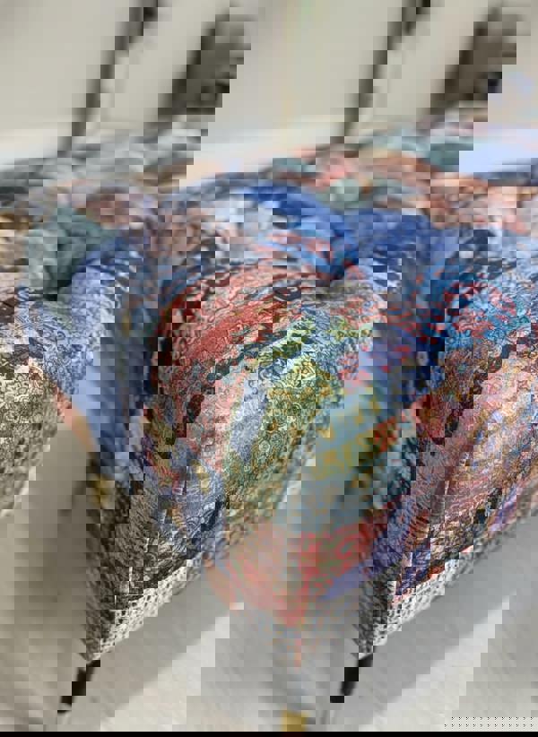 ISTOOLS Demask Upholstered Footstool Ottoman – Handmade Stylish Seating