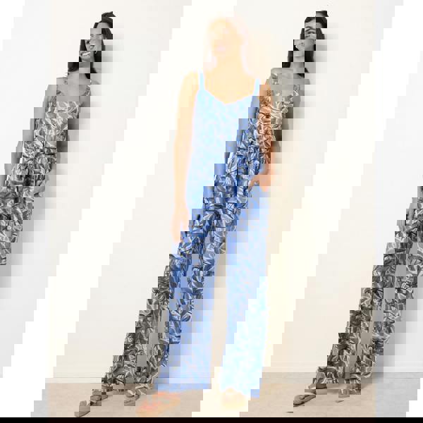 Blue Vanilla Tie Front Jumpsuit