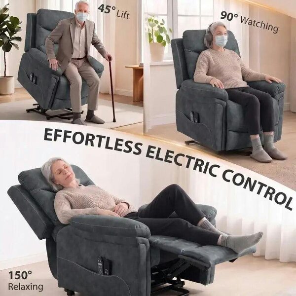 Riser Recliner Chair with Massage and Heat, Electric Lift Recliner Armchair for Elderly with Spring Cushion, Grey