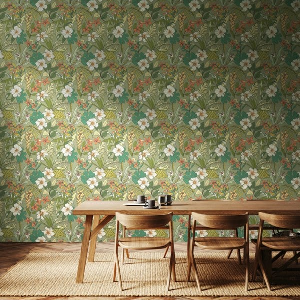 Hoopla Walls Oasis - Olive & Citrus 10m Wallpaper
