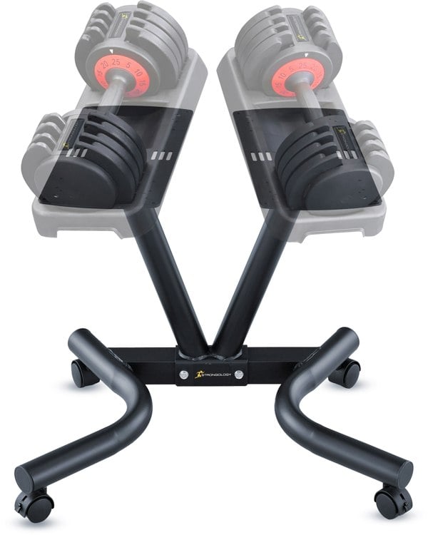 Strongology Durable Steel Adjustable Dumbbell Universal Floor Stand, Space Saver Adjustable Weights Rack