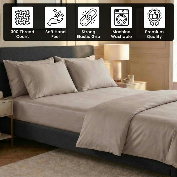Smart Living T300 Fitted Sheet Or Pillowcases - Mink