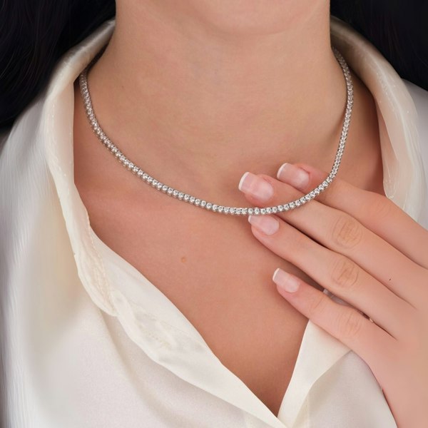 Spero London Sterling Silver Large Tennis Necklace and Bracelet Set - 3mm