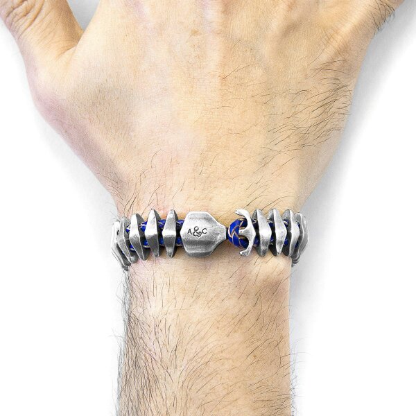 Anchor & Crew Royal Blue Delta Anchor Maxi Silver and Braided Leather Bracelet