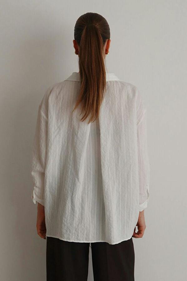 WOVCOR Striped Oversize Textured Shirt