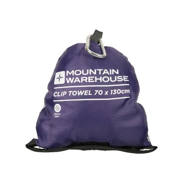 Mountain Warehouse Plain Clip Travel Towel - Purple - 
