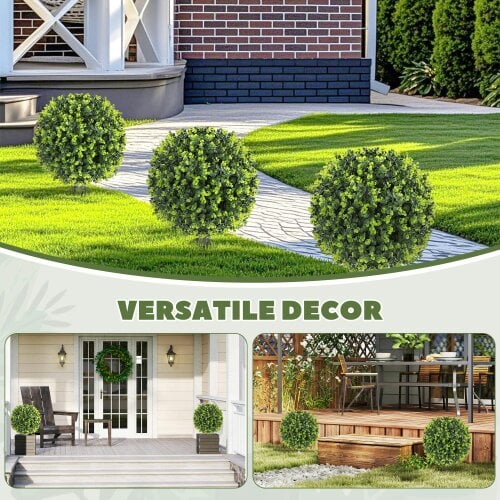 Wyld Haus Kevalo Set Of 2 Artificial Boxwood Ball Bushes With Ground Stakes For Garden And Balcony Use 40cm