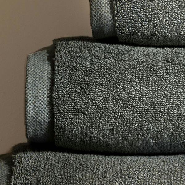 Smoke Supima Cotton Hand Towel - double, close-up detail 2 | Soak and Sleep