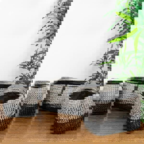 JVL Kenzi Rectangular Fabric Storage Baskets for Home Organisation, Set of 3