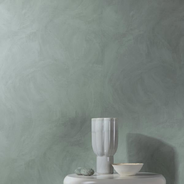 Grandeco Serra Rustic Limewash Chalk Paint Distressed Plaster Effect Textured Wallpaper Sea Green Teal
