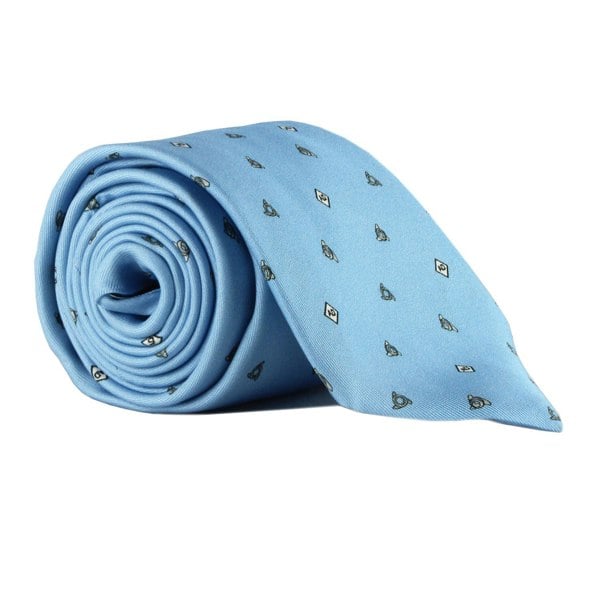 Dunhill monogram and wingnut patterned tie in mulberry silk